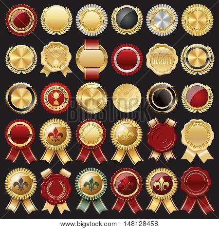 Set of Certificate Wax Seal and Badges.