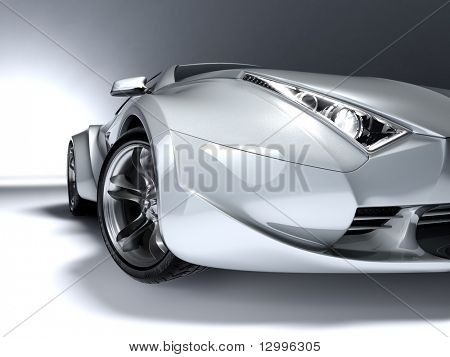 Silver sports car. My own car design. Not associated with any brand.