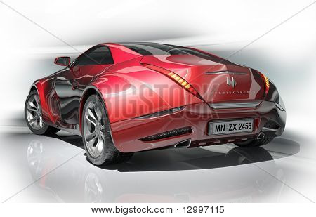 Red sports car.  My own car design.