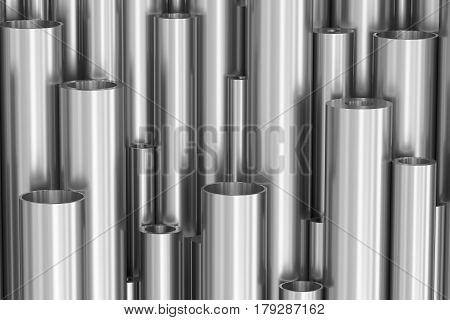 Many Different Steel Pipes Background