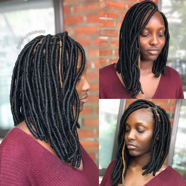 Asymmetrical Faux Locs Bob