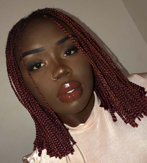 Burgundy Micro Braids Bob 