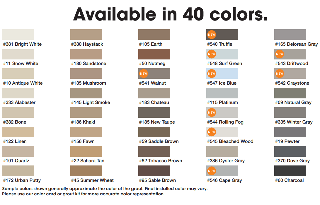 Prism Grout Color Chart