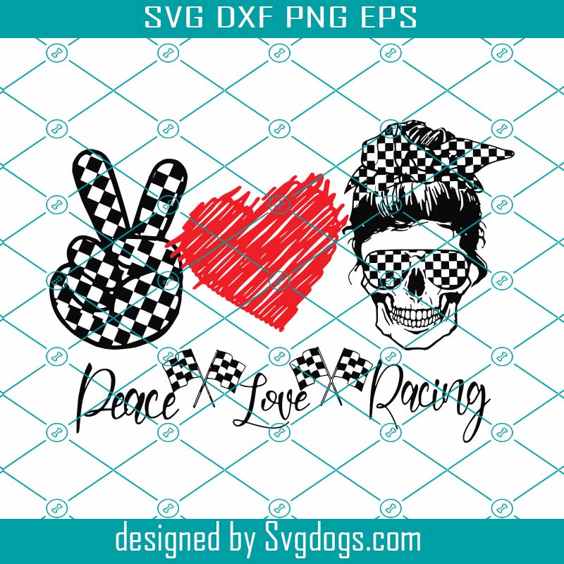 Free Peace Love And Racing Svg SVG PNG EPS DXF File