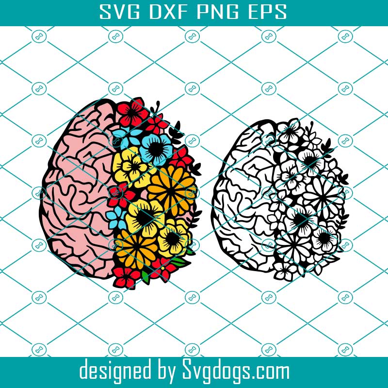 Wall Hangings Mental health svg Floral brain svg Anatomy svg files for ...