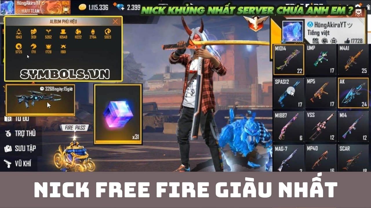 Nick Free Fire Giàu Nhất 2023 ❤️️ Ảnh Nick Ff Giàu Nữ Nam